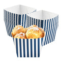 Bio Tek Square Blue and White Stripe Paper Snack Box - 4 1/4" x 4 1/4" x 3 1/4" - 200 count box