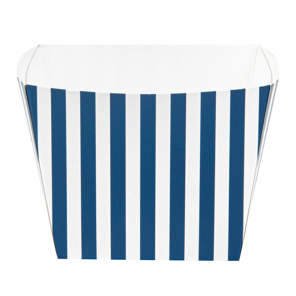 Bio Tek Square Blue and White Stripe Paper Snack Box - 4 1/4" x 4 1/4" x 3 1/4" - 200 count box