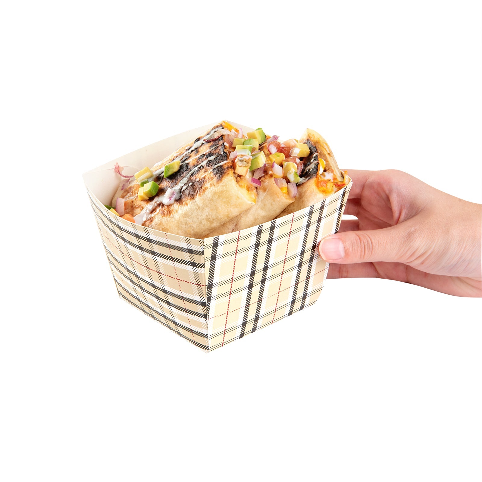 Bio Tek Square Plaid Paper Snack Box - 4 1/4" x 4 1/4" x 3 1/4" - 200 count box