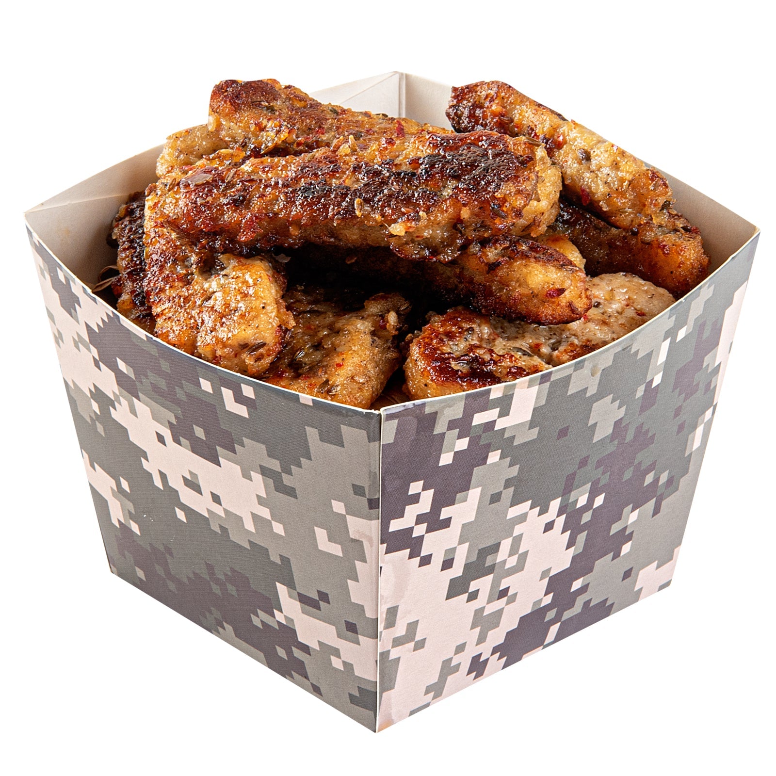 Bio Tek Square Camouflage Paper Snack Box - 4 1/4" x 4 1/4" x 3 1/4" - 200 count box