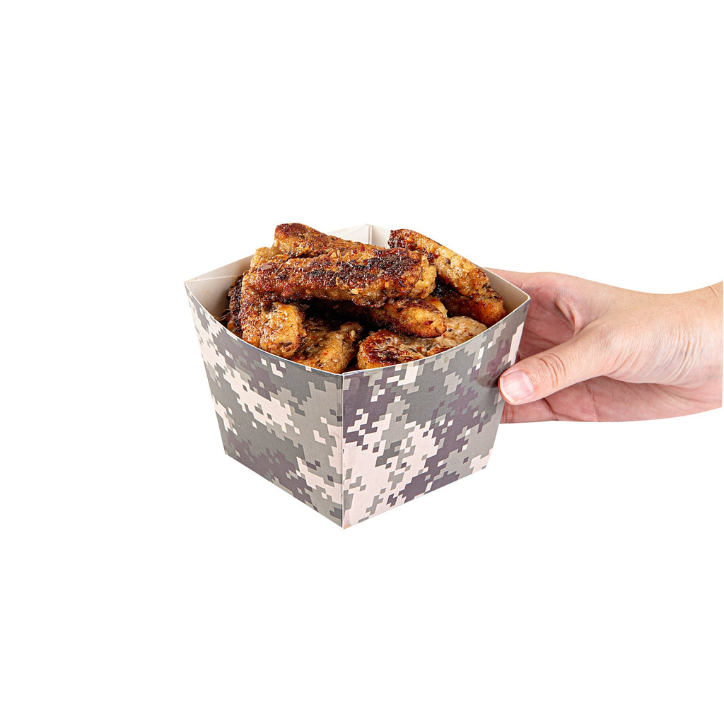 Bio Tek Square Camouflage Paper Snack Box - 4 1/4" x 4 1/4" x 3 1/4" - 200 count box