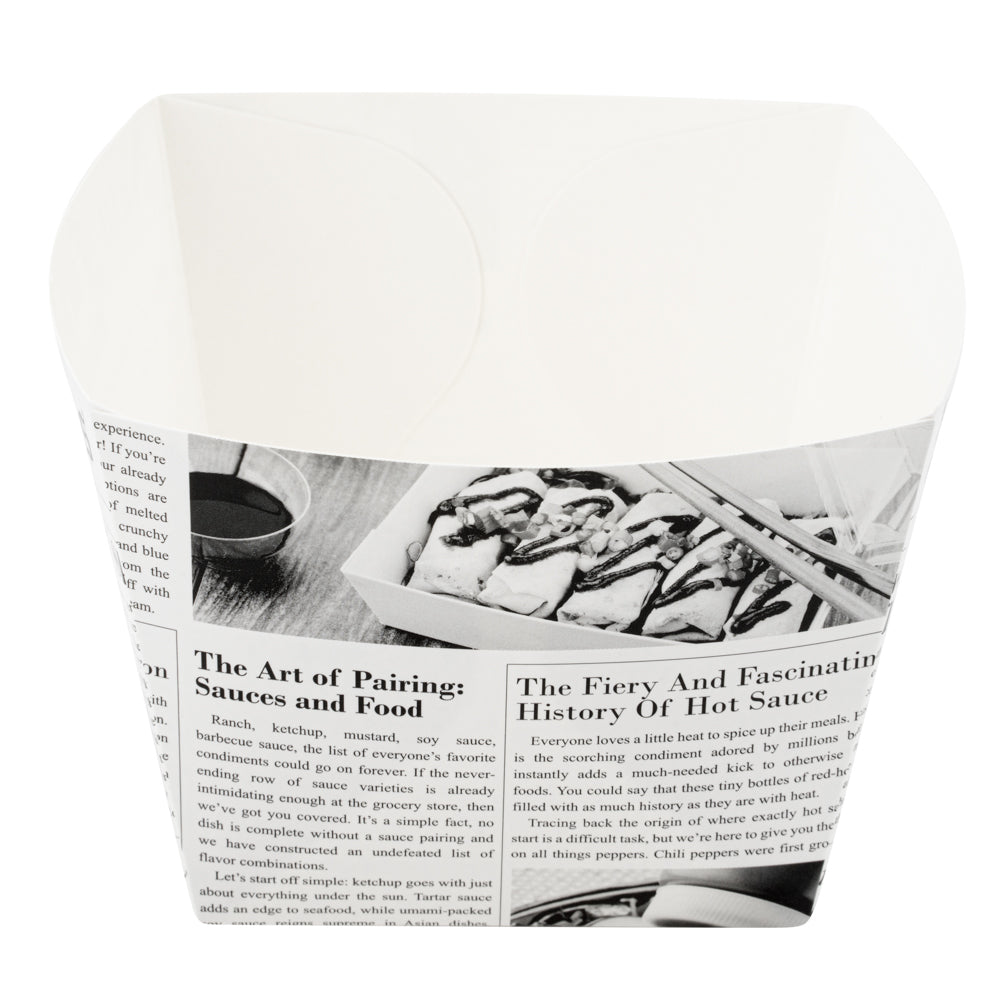 Bio Tek Square Newsprint Paper Snack Box - 4 1/4" x 4 1/4" x 3 1/4" - 200 count box