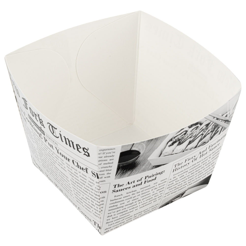 Bio Tek Square Newsprint Paper Snack Box - 4 1/4" x 4 1/4" x 3 1/4" - 200 count box