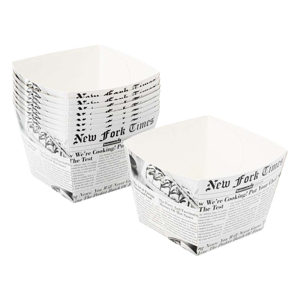 Bio Tek Square Newsprint Paper Snack Box - 4 1/4" x 4 1/4" x 3 1/4" - 200 count box