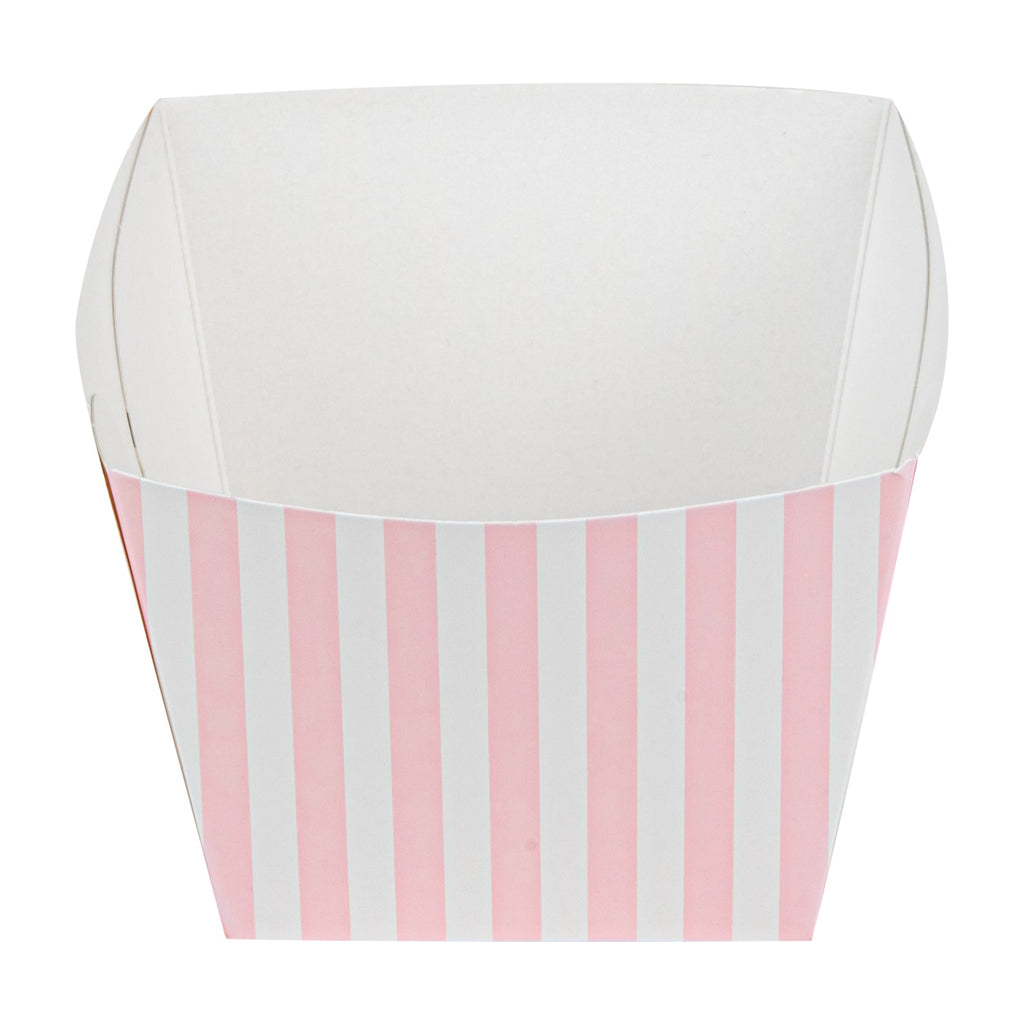 Bio Tek Square Pink and White Stripe Paper Snack Box - 4 1/4" x 4 1/4" x 3 1/4" - 200 count box