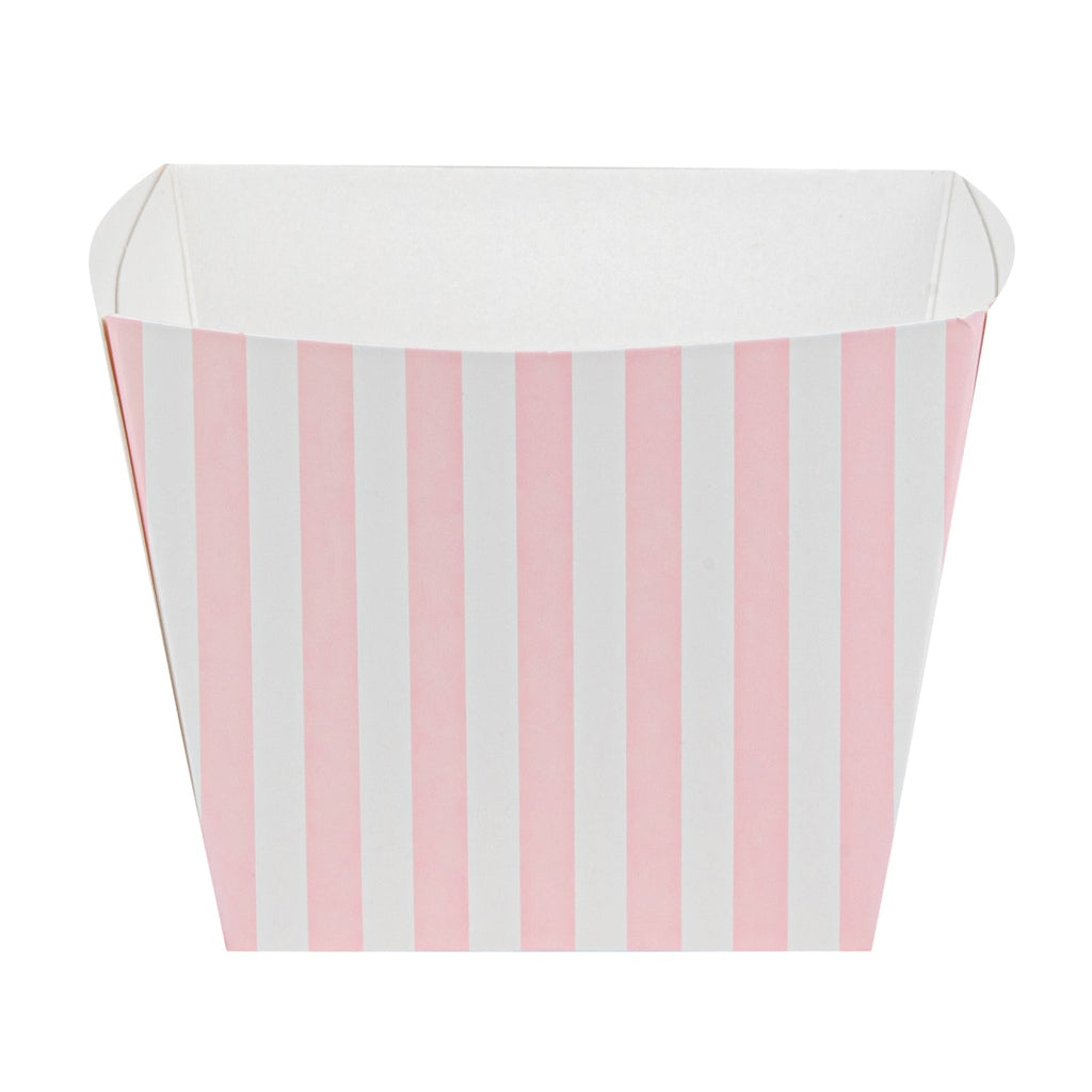Bio Tek Square Pink and White Stripe Paper Snack Box - 4 1/4" x 4 1/4" x 3 1/4" - 200 count box