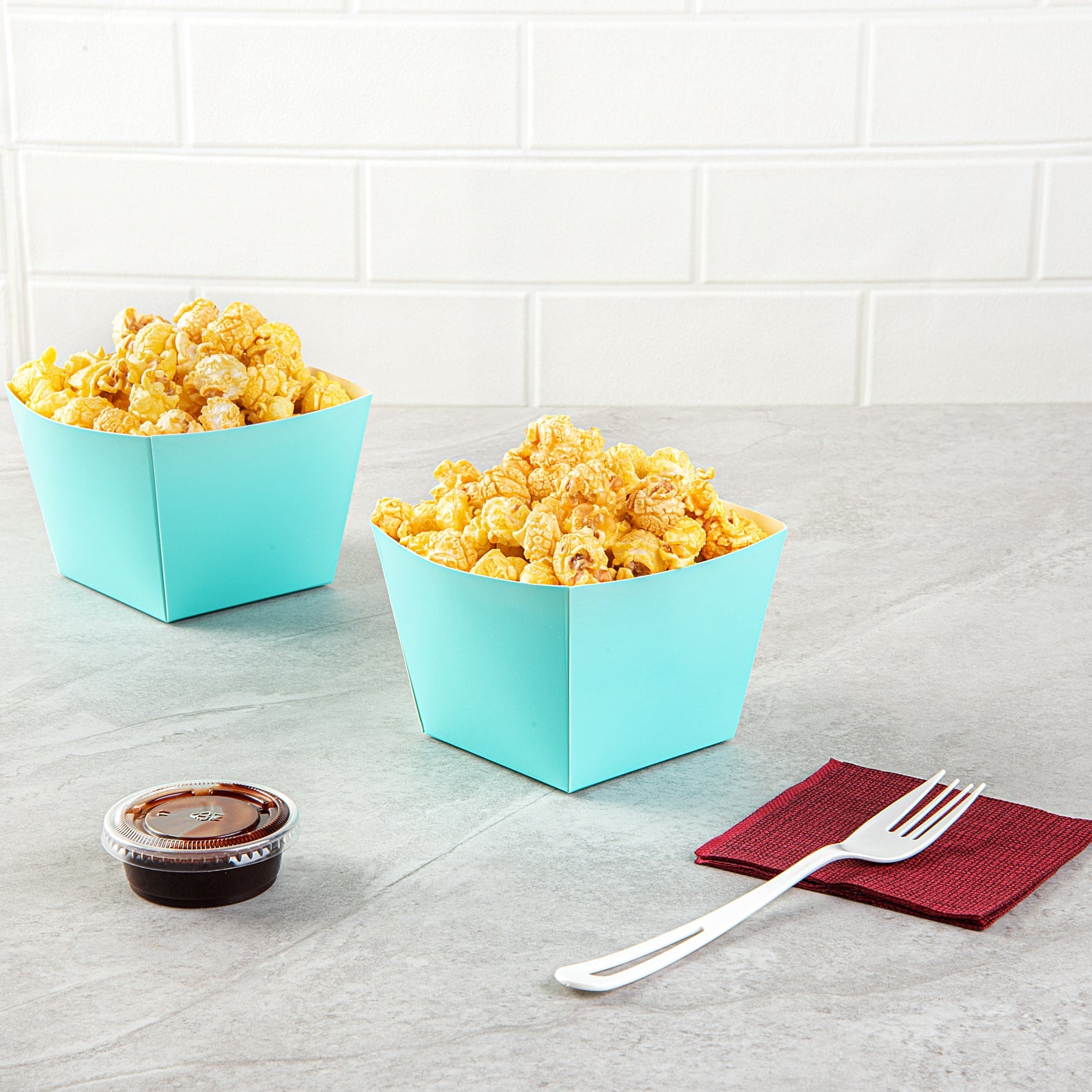 Bio Tek Square Turquoise Paper Snack Box - 4 1/4" x 4 1/4" x 3 1/4" - 200 count box