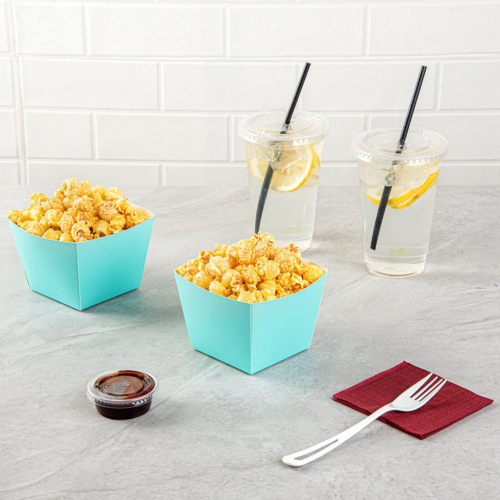 Bio Tek Square Turquoise Paper Snack Box - 4 1/4" x 4 1/4" x 3 1/4" - 200 count box