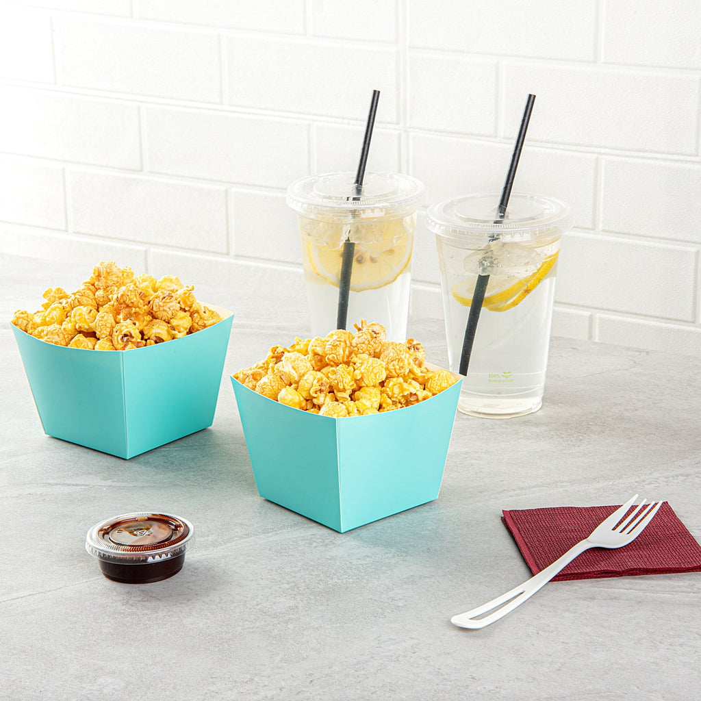 Bio Tek Square Turquoise Paper Snack Box - 4 1/4" x 4 1/4" x 3 1/4" - 200 count box