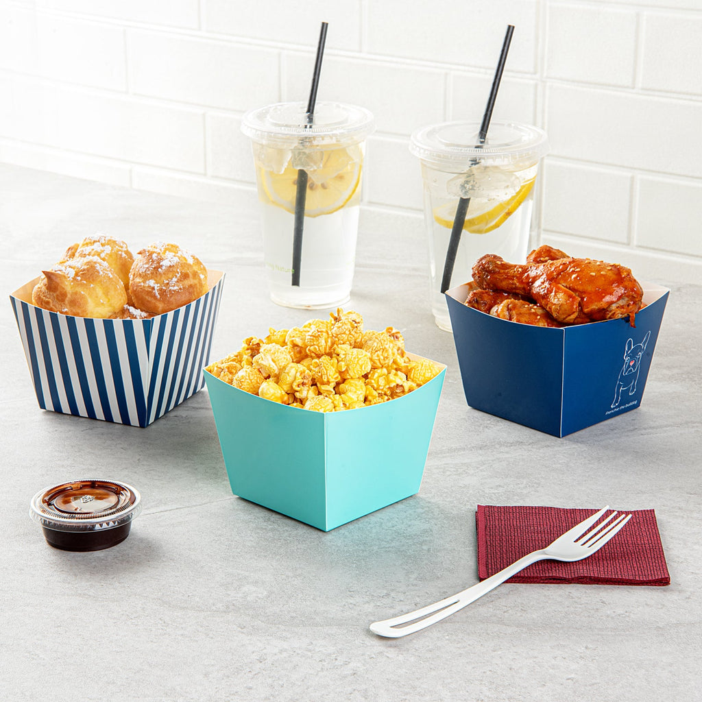 Bio Tek Square Turquoise Paper Snack Box - 4 1/4" x 4 1/4" x 3 1/4" - 200 count box