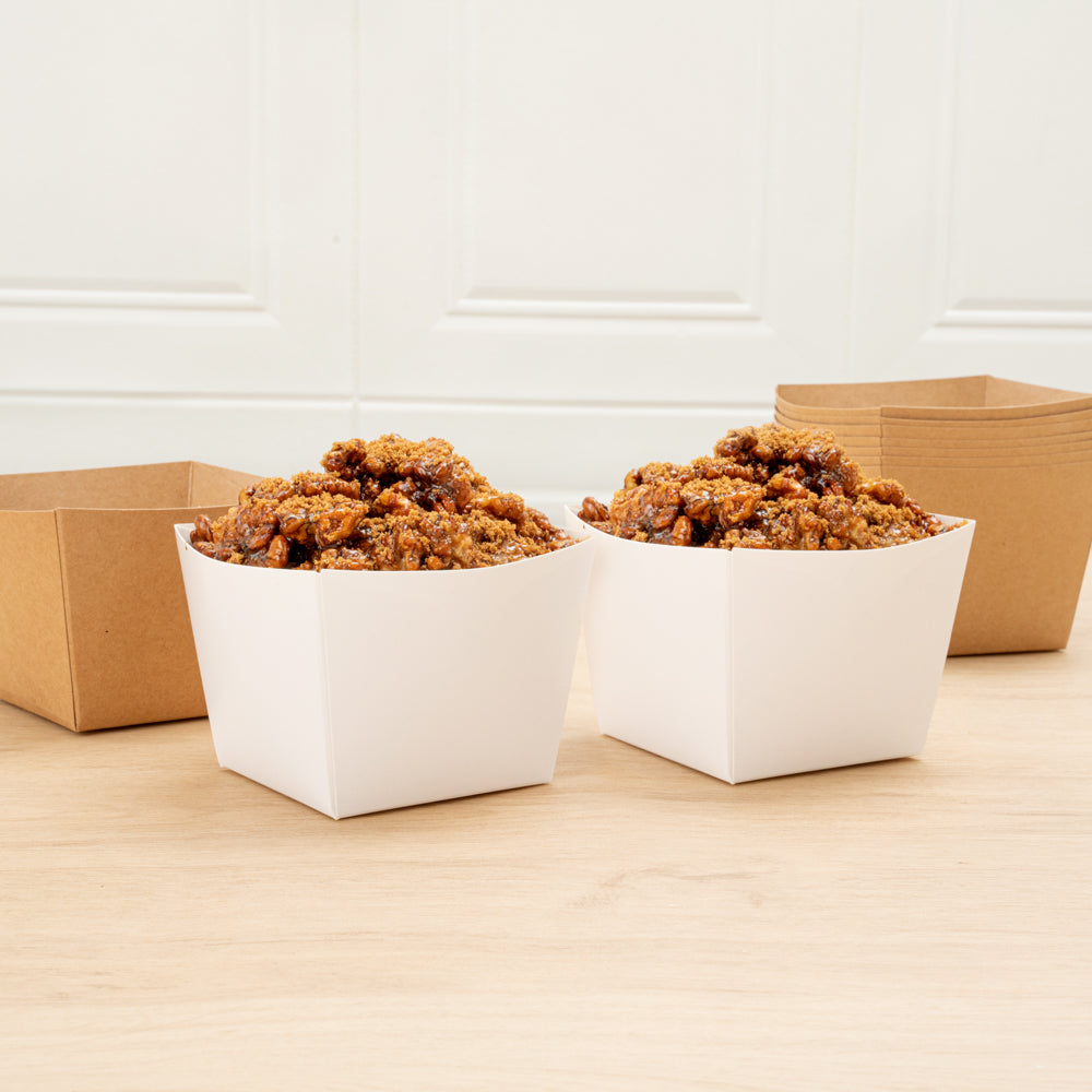 Bio Tek Square White Paper Snack Box - 4 1/4" x 4 1/4" x 3 1/4" - 200 count box