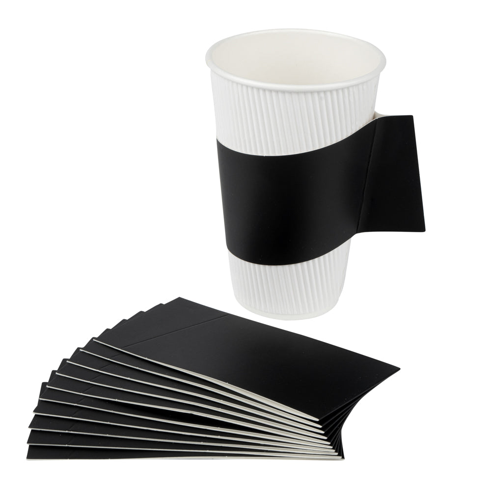 Restpresso Black Paper Coffee Cup Sleeve - with Handle, Fits 12 / 16 / 20 oz Cups - 50 count box