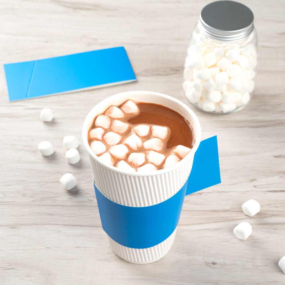 Restpresso Blue Paper Coffee Cup Sleeve - with Handle, Fits 12 / 16 / 20 oz Cups - 1000 count box