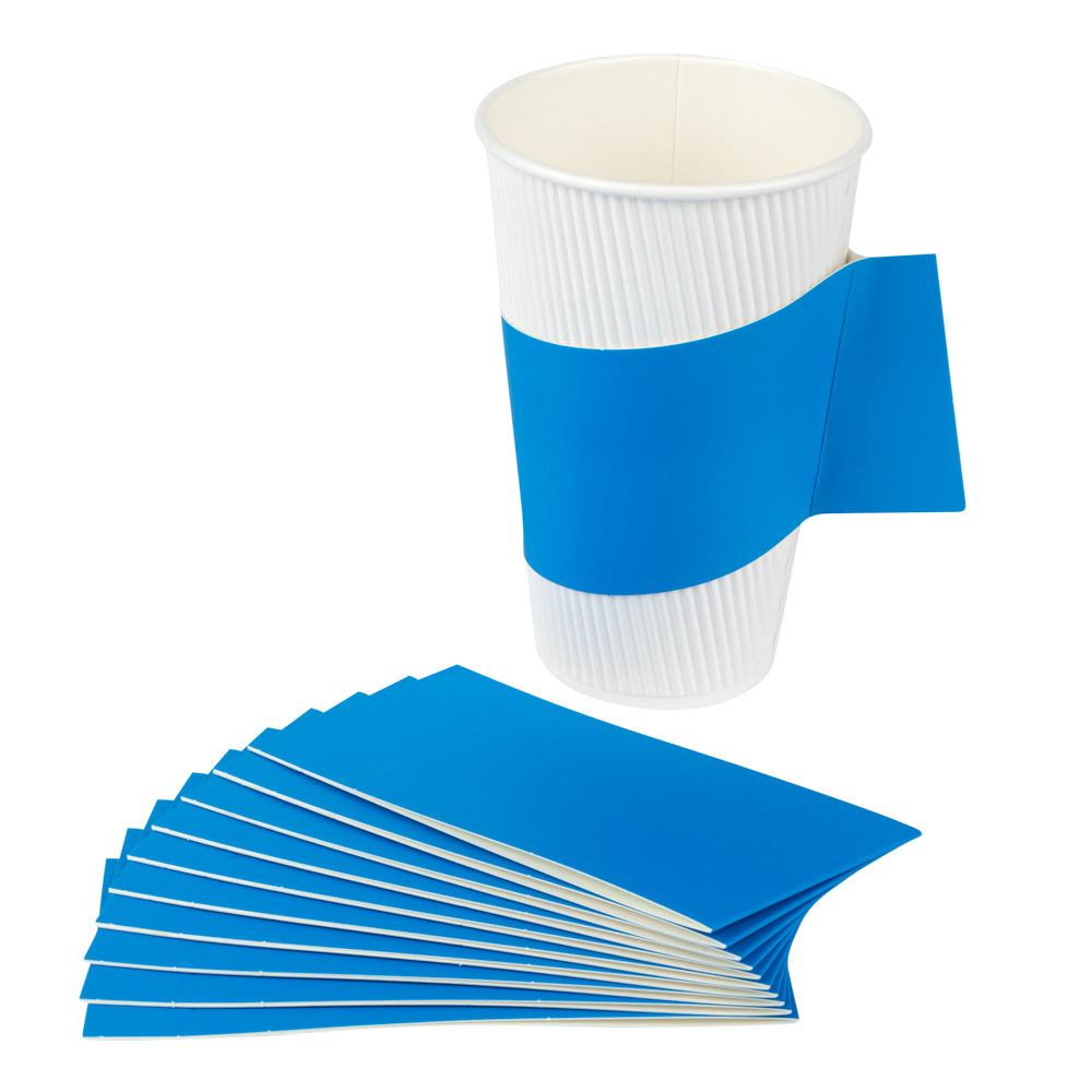 Restpresso Blue Paper Coffee Cup Sleeve - with Handle, Fits 12 / 16 / 20 oz Cups - 1000 count box