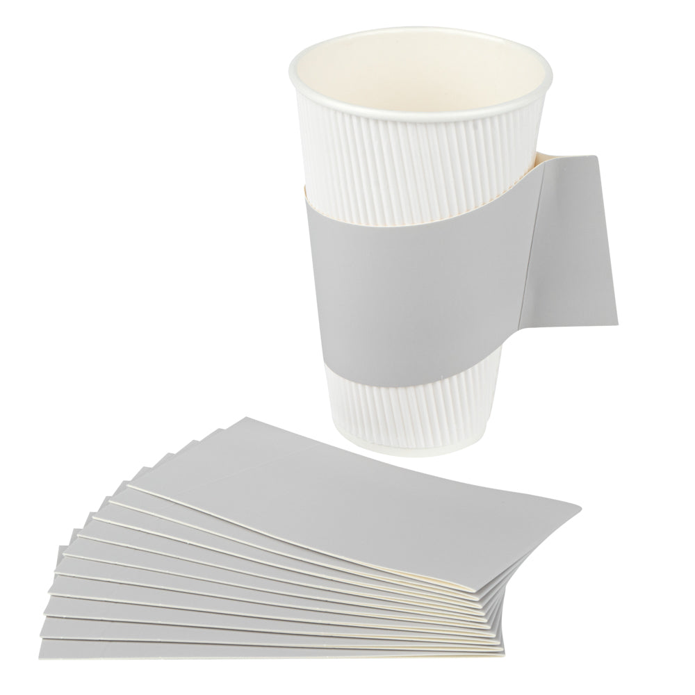 Restpresso Gray Paper Coffee Cup Sleeve - with Handle, Fits 12 / 16 / 20 oz Cups - 50 count box