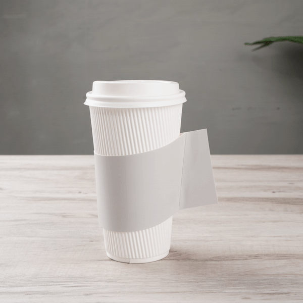 Restpresso Gray Paper Coffee Cup Sleeve - with Handle, Fits 12 / 16 / 20 oz Cups - 50 count box