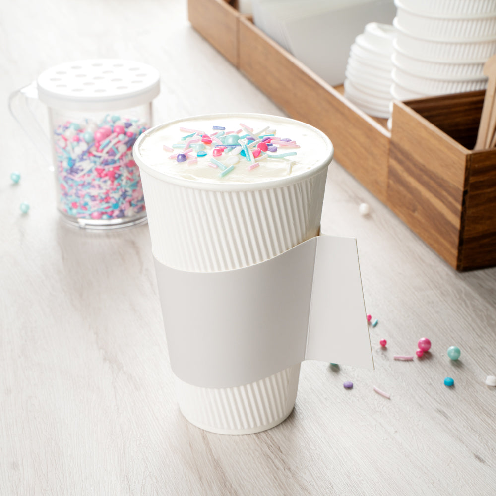Restpresso Gray Paper Coffee Cup Sleeve - with Handle, Fits 12 / 16 / 20 oz Cups - 50 count box