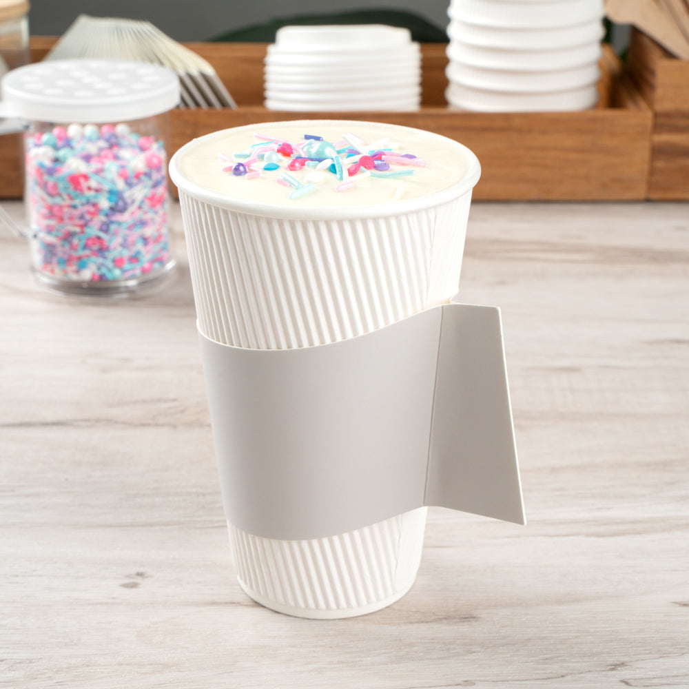 Restpresso Gray Paper Coffee Cup Sleeve - with Handle, Fits 12 / 16 / 20 oz Cups - 1000 count box