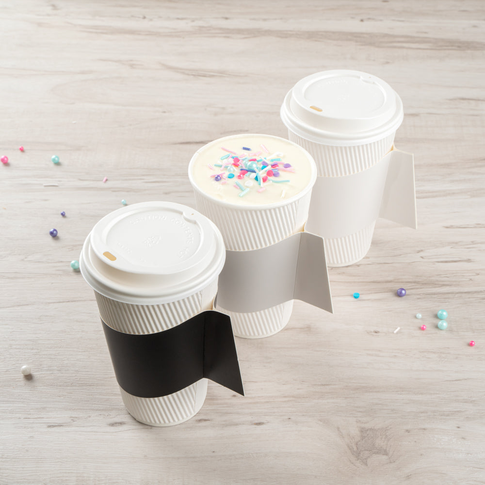 Restpresso Gray Paper Coffee Cup Sleeve - with Handle, Fits 12 / 16 / 20 oz Cups - 1000 count box