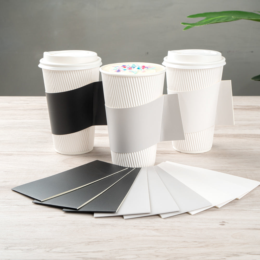 Restpresso Gray Paper Coffee Cup Sleeve - with Handle, Fits 12 / 16 / 20 oz Cups - 1000 count box