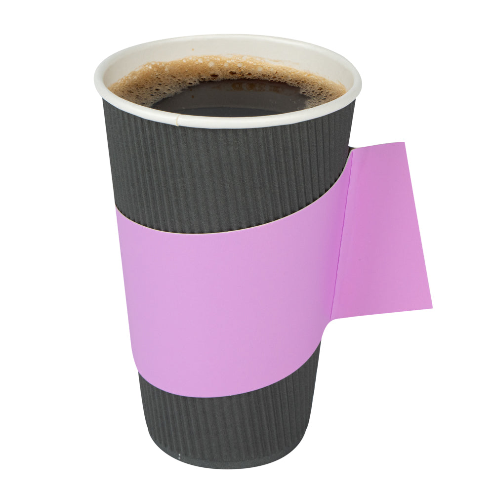 Restpresso Lavender Purple Paper Coffee Cup Sleeve - with Handle, Fits 12 / 16 / 20 oz Cups - 50 count box