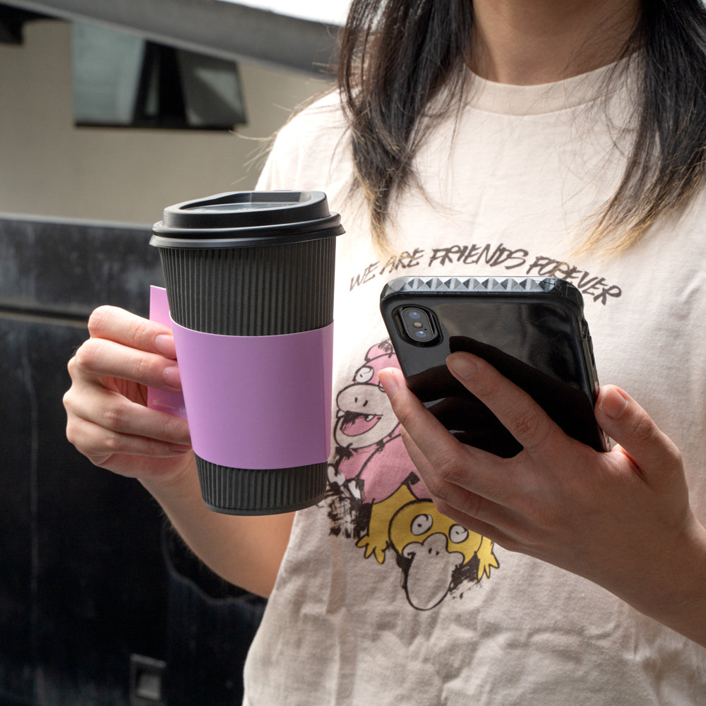 Restpresso Lavender Purple Paper Coffee Cup Sleeve - with Handle, Fits 12 / 16 / 20 oz Cups - 50 count box