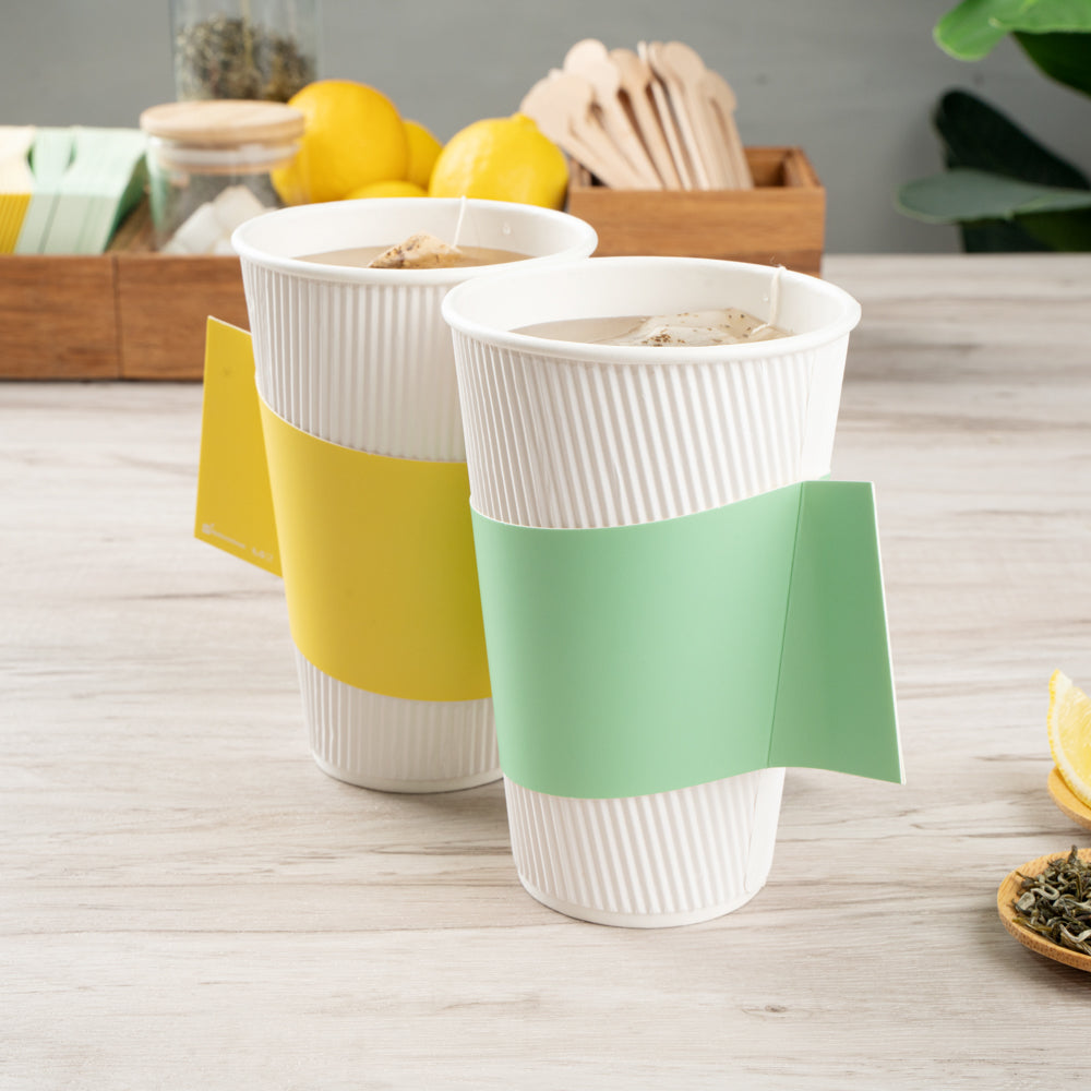 Restpresso Mint Green Paper Coffee Cup Sleeve - with Handle, Fits 12 / 16 / 20 oz Cups - 1000 count box