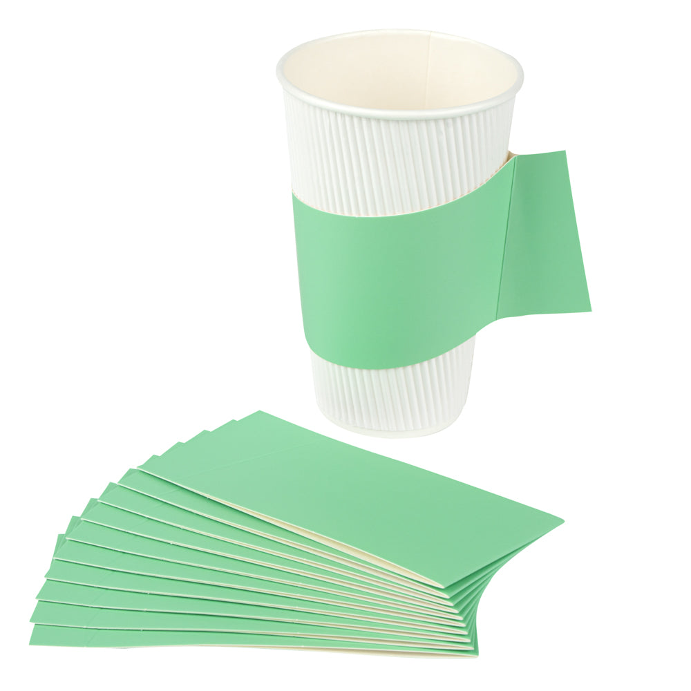 Restpresso Mint Green Paper Coffee Cup Sleeve - with Handle, Fits 12 / 16 / 20 oz Cups - 1000 count box