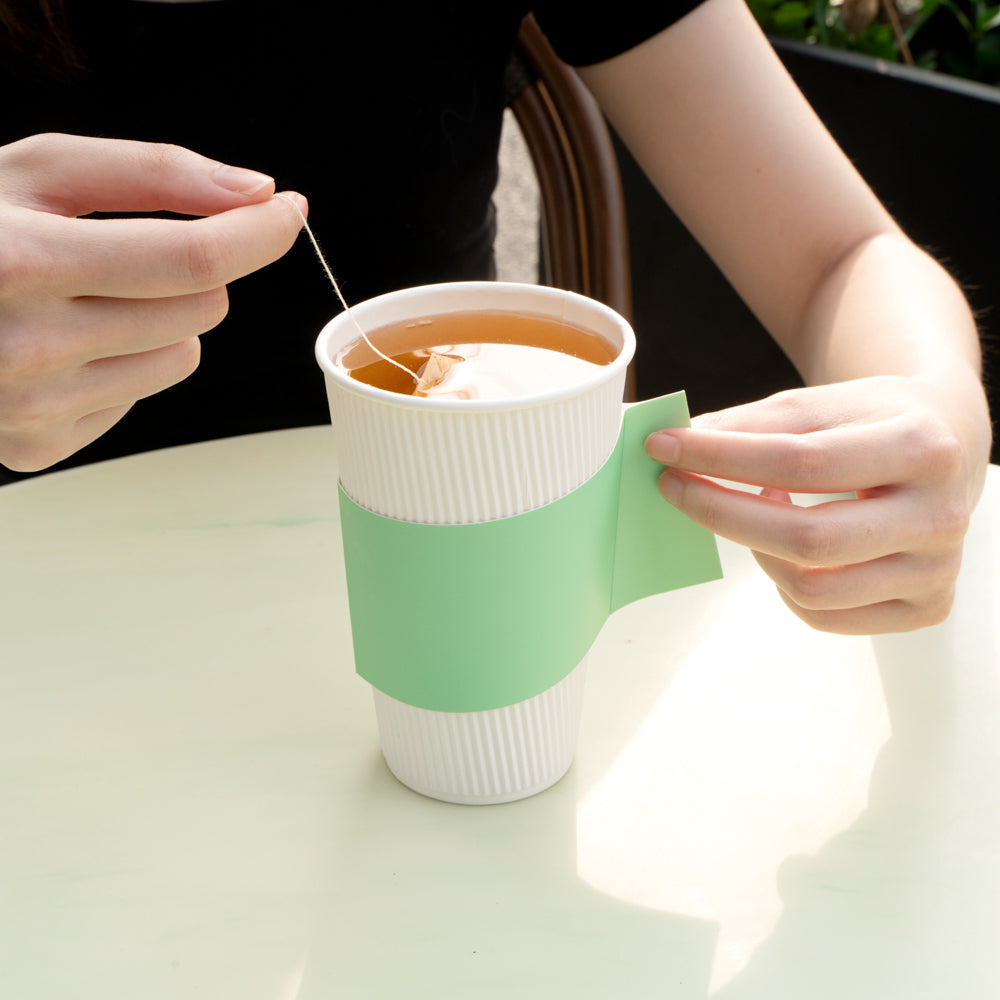 Restpresso Mint Green Paper Coffee Cup Sleeve - with Handle, Fits 12 / 16 / 20 oz Cups - 1000 count box