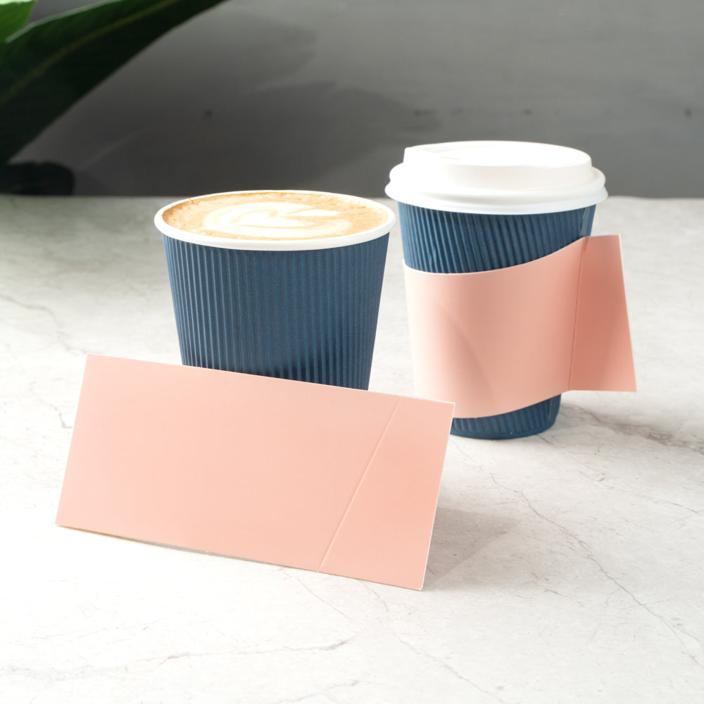 Restpresso Nude Paper Coffee Cup Sleeve - with Handle, Fits 12 / 16 / 20 oz Cups - 50 count box