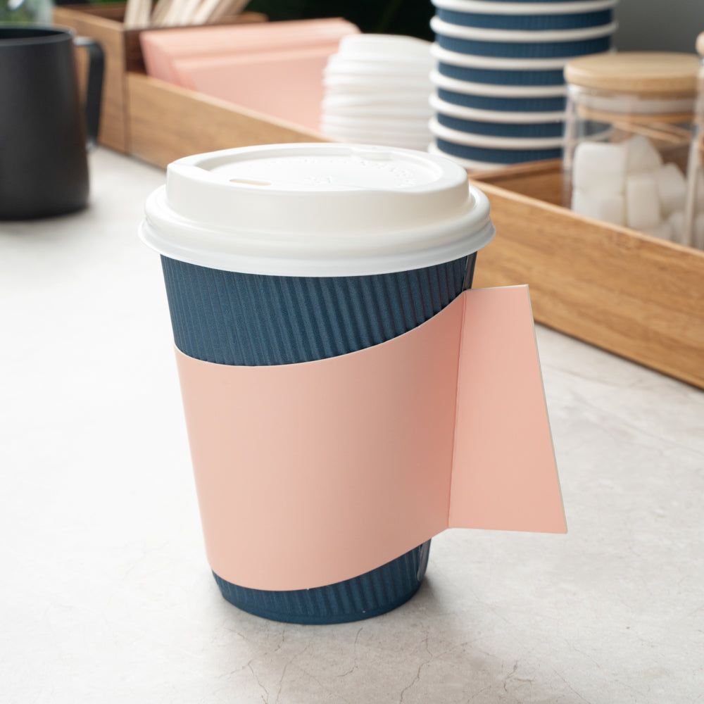 Restpresso Nude Paper Coffee Cup Sleeve - with Handle, Fits 12 / 16 / 20 oz Cups - 50 count box