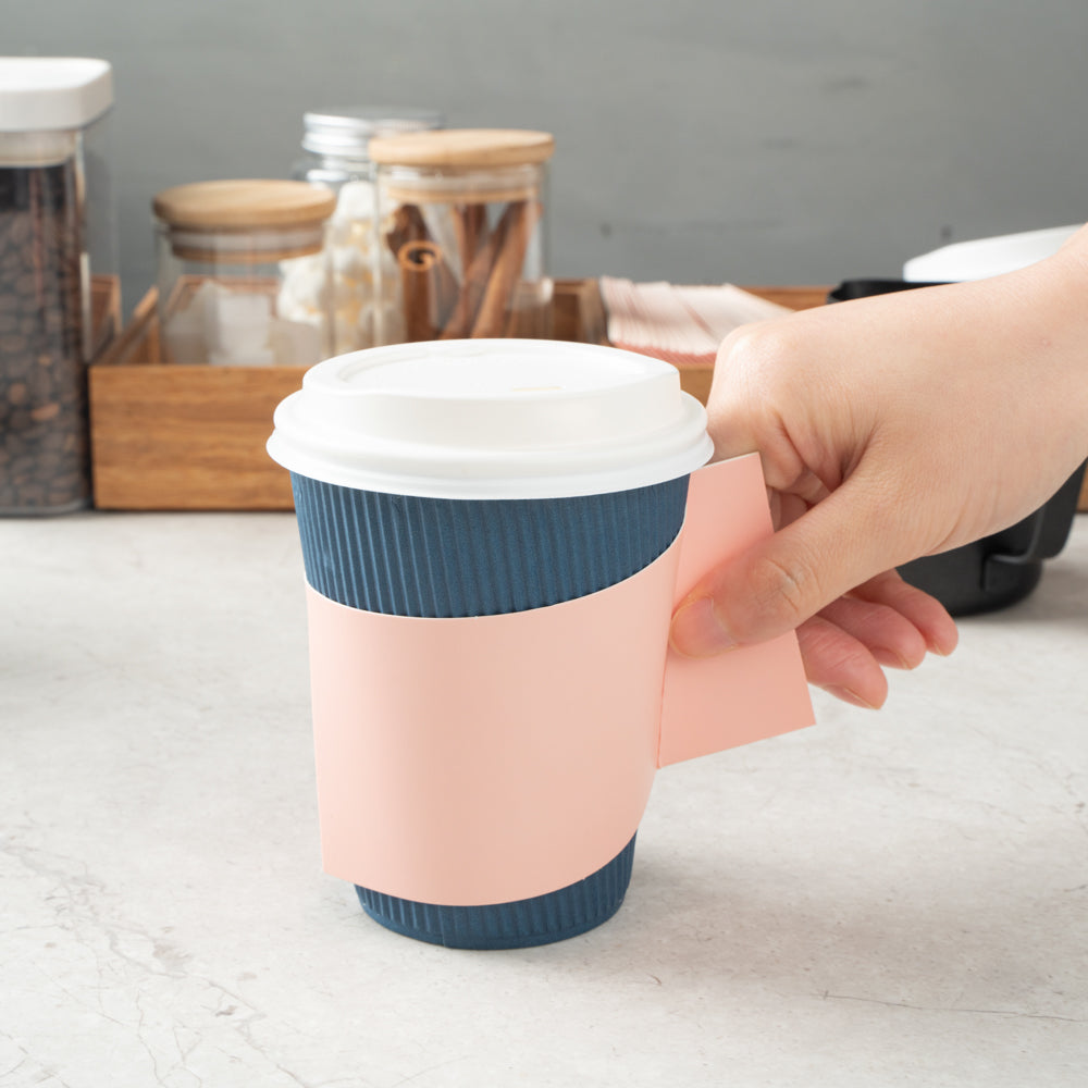 Restpresso Nude Paper Coffee Cup Sleeve - with Handle, Fits 12 / 16 / 20 oz Cups - 1000 count box