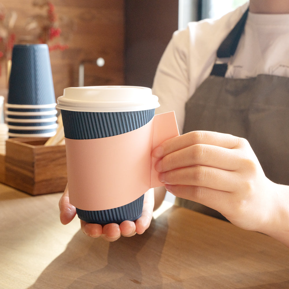 Restpresso Nude Paper Coffee Cup Sleeve - with Handle, Fits 12 / 16 / 20 oz Cups - 1000 count box