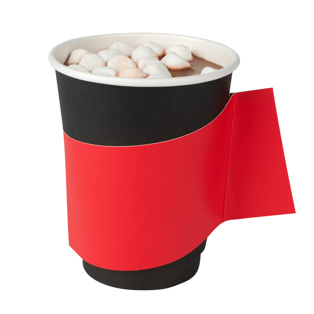 Restpresso Red Paper Coffee Cup Sleeve - with Handle, Fits 12 / 16 / 20 oz Cups - 50 count box