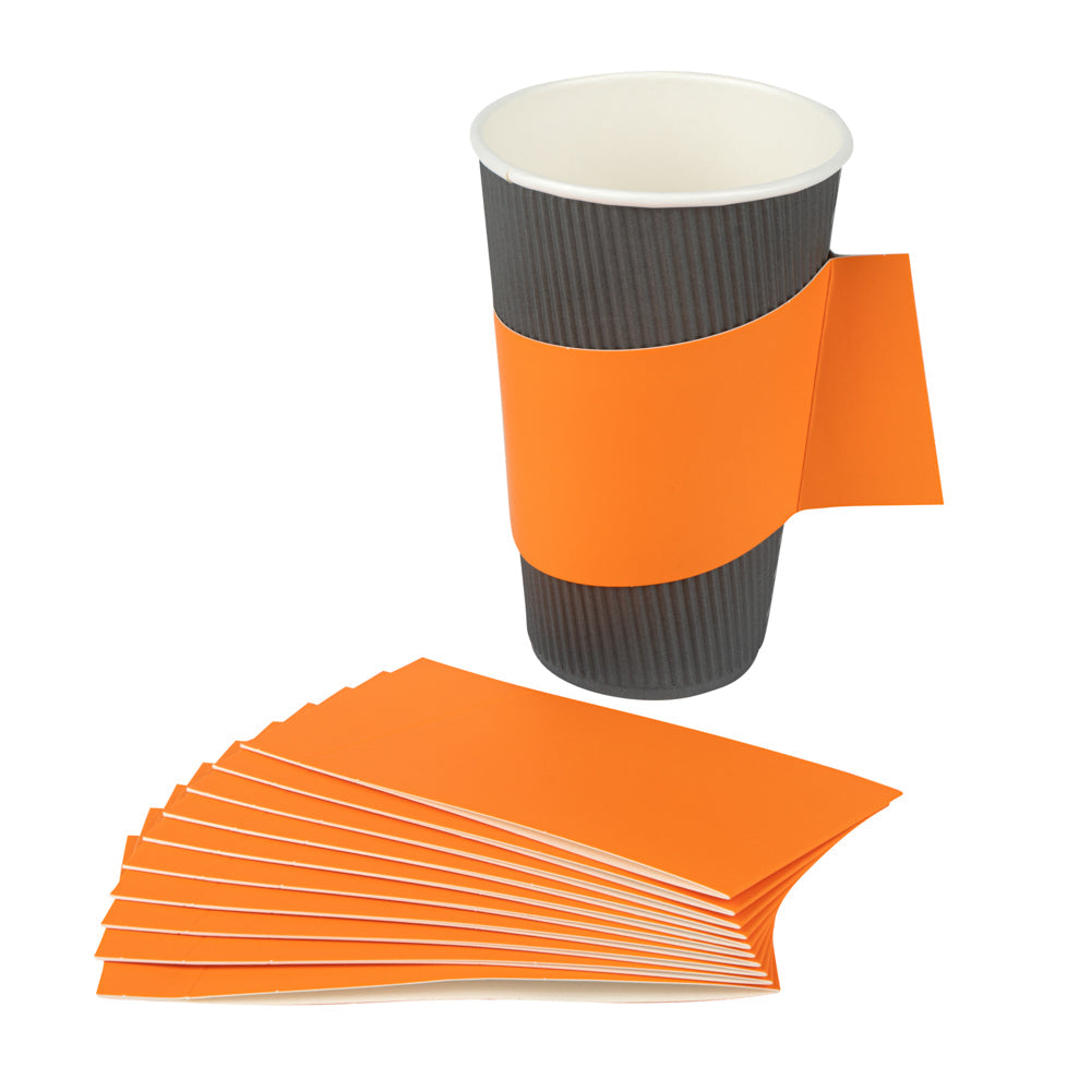 Restpresso Orange Paper Coffee Cup Sleeve - with Handle, Fits 12 / 16 / 20 oz Cups - 1000 count box