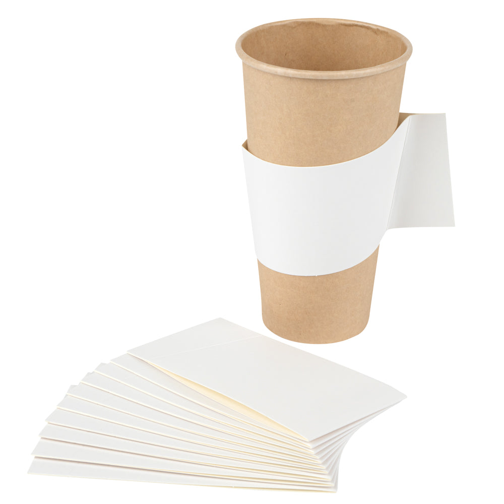 Restpresso White Paper Coffee Cup Sleeve - with Handle, Fits 12 / 16 / 20 oz Cups - 50 count box