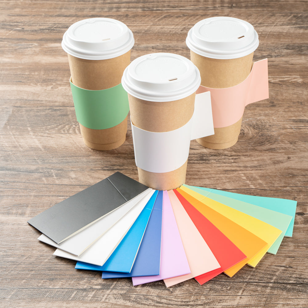 Restpresso White Paper Coffee Cup Sleeve - with Handle, Fits 12 / 16 / 20 oz Cups - 50 count box
