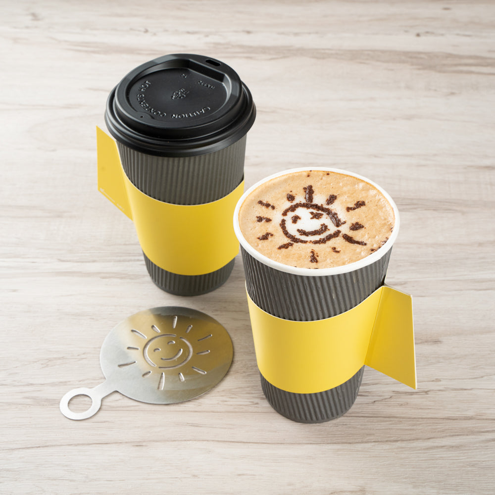 Restpresso Yellow Paper Coffee Cup Sleeve - with Handle, Fits 12 / 16 / 20 oz Cups - 1000 count box