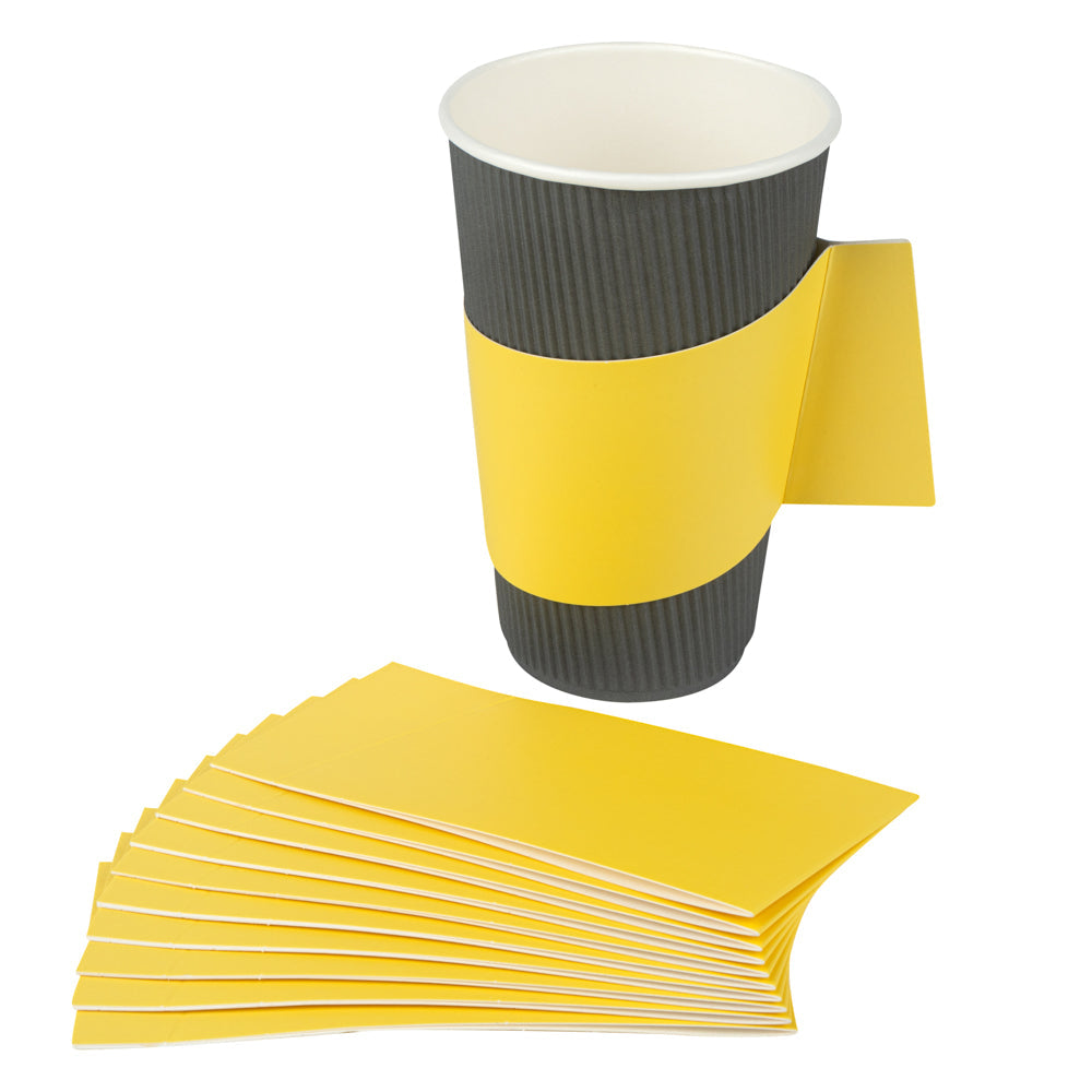 Restpresso Yellow Paper Coffee Cup Sleeve - with Handle, Fits 12 / 16 / 20 oz Cups - 1000 count box