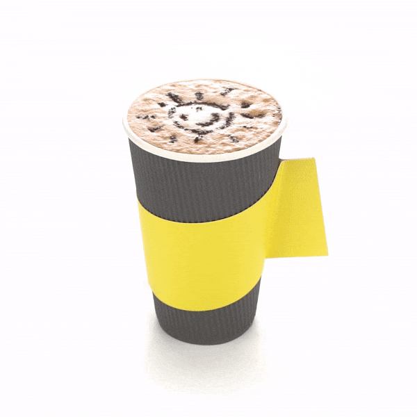 Restpresso Yellow Paper Coffee Cup Sleeve - with Handle, Fits 12 / 16 / 20 oz Cups - 1000 count box