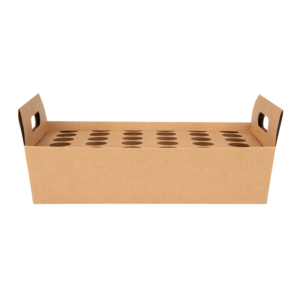 Cone Tek Kraft Paper Cone Holder - with Handles, 30 slots - 14 1/4" x 8 1/4" x 6" - 2 count box