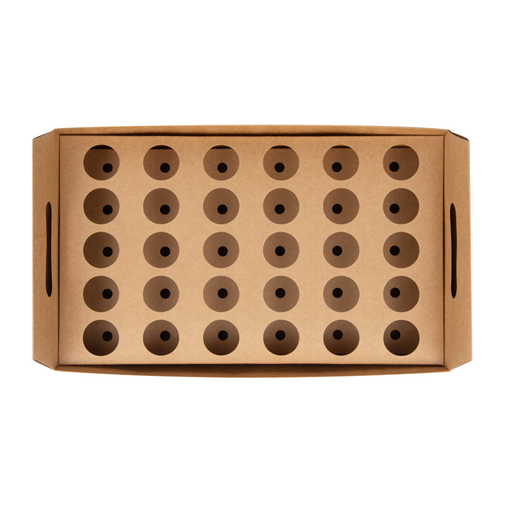 Cone Tek Kraft Paper Cone Holder - with Handles, 30 slots - 14 1/4" x 8 1/4" x 6" - 2 count box
