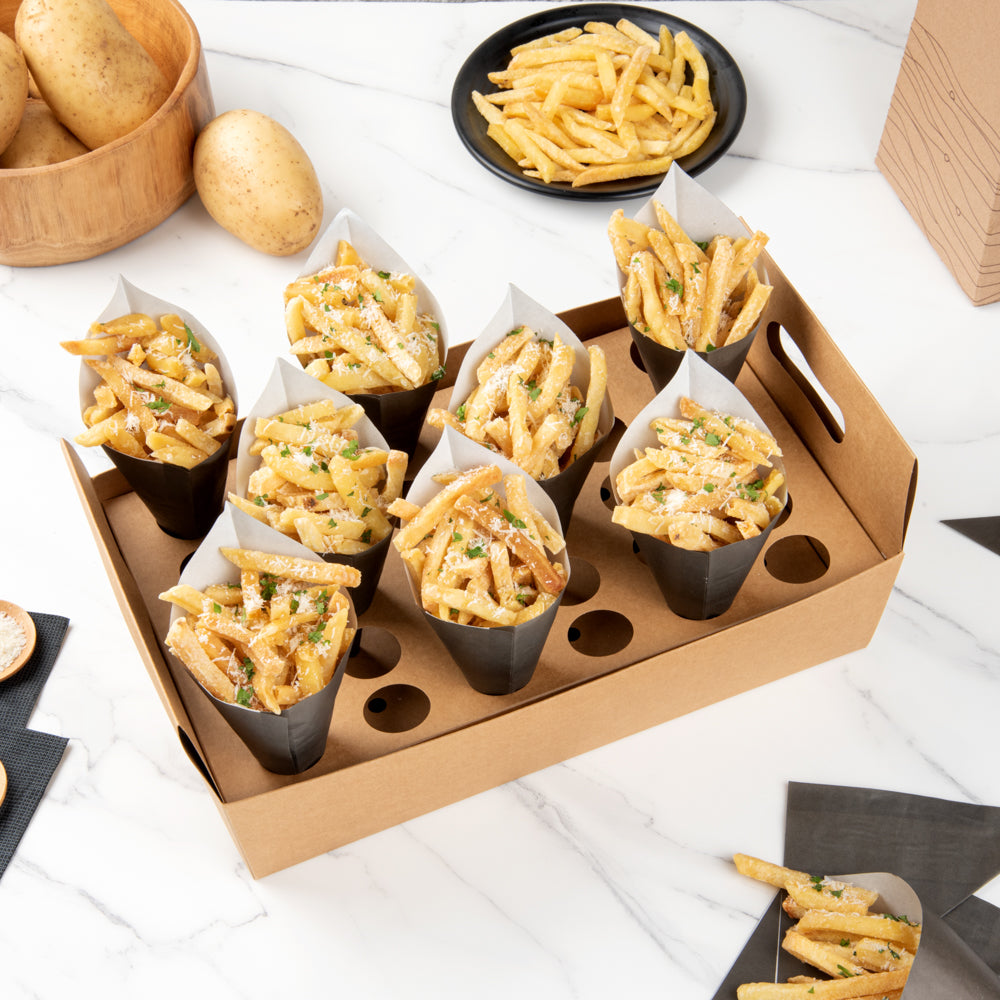 Cone Tek Kraft Paper Cone Holder - with Handles, 30 slots - 14 1/4" x 8 1/4" x 6" - 2 count box