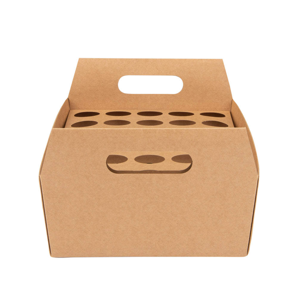 Cone Tek Kraft Paper Cone Holder - with Handles, 30 slots - 14 1/4" x 8 1/4" x 6" - 10 count box