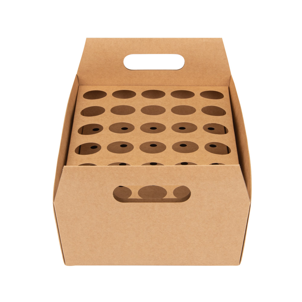 Cone Tek Kraft Paper Cone Holder - with Handles, 30 slots - 14 1/4" x 8 1/4" x 6" - 10 count box