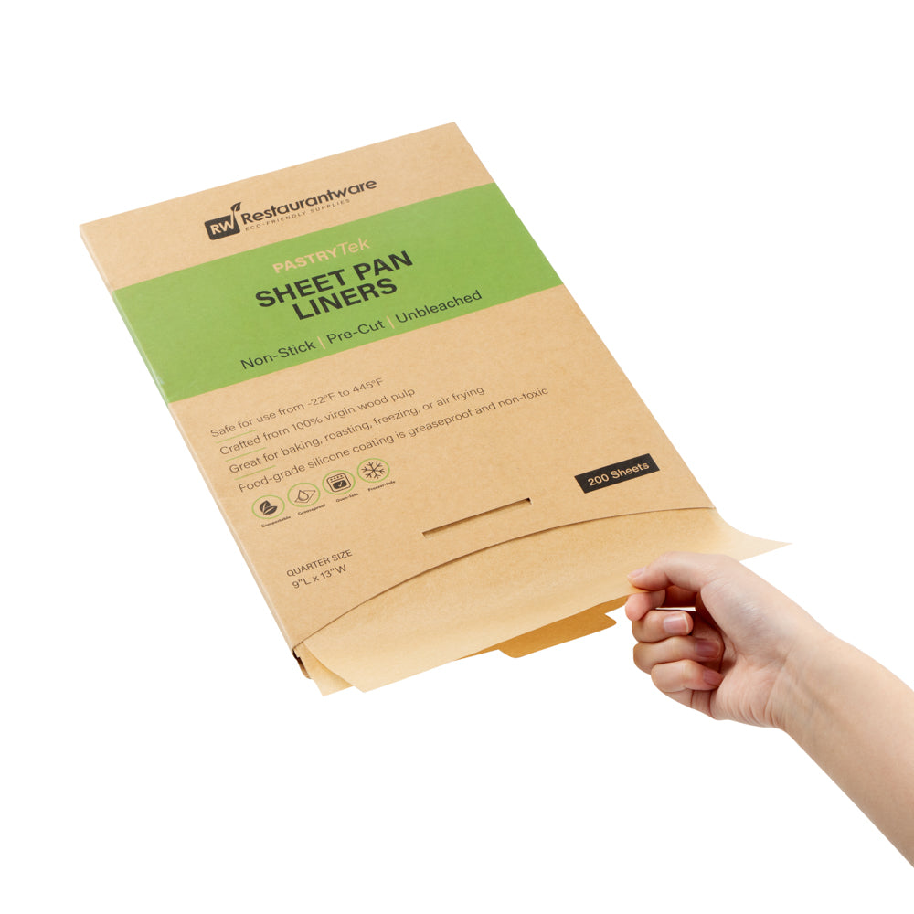Pastry Tek Unbleached Parchment Paper Quarter Size Sheet Pan Liner - Silicone Coated - 9" x 13" - 1000 count box