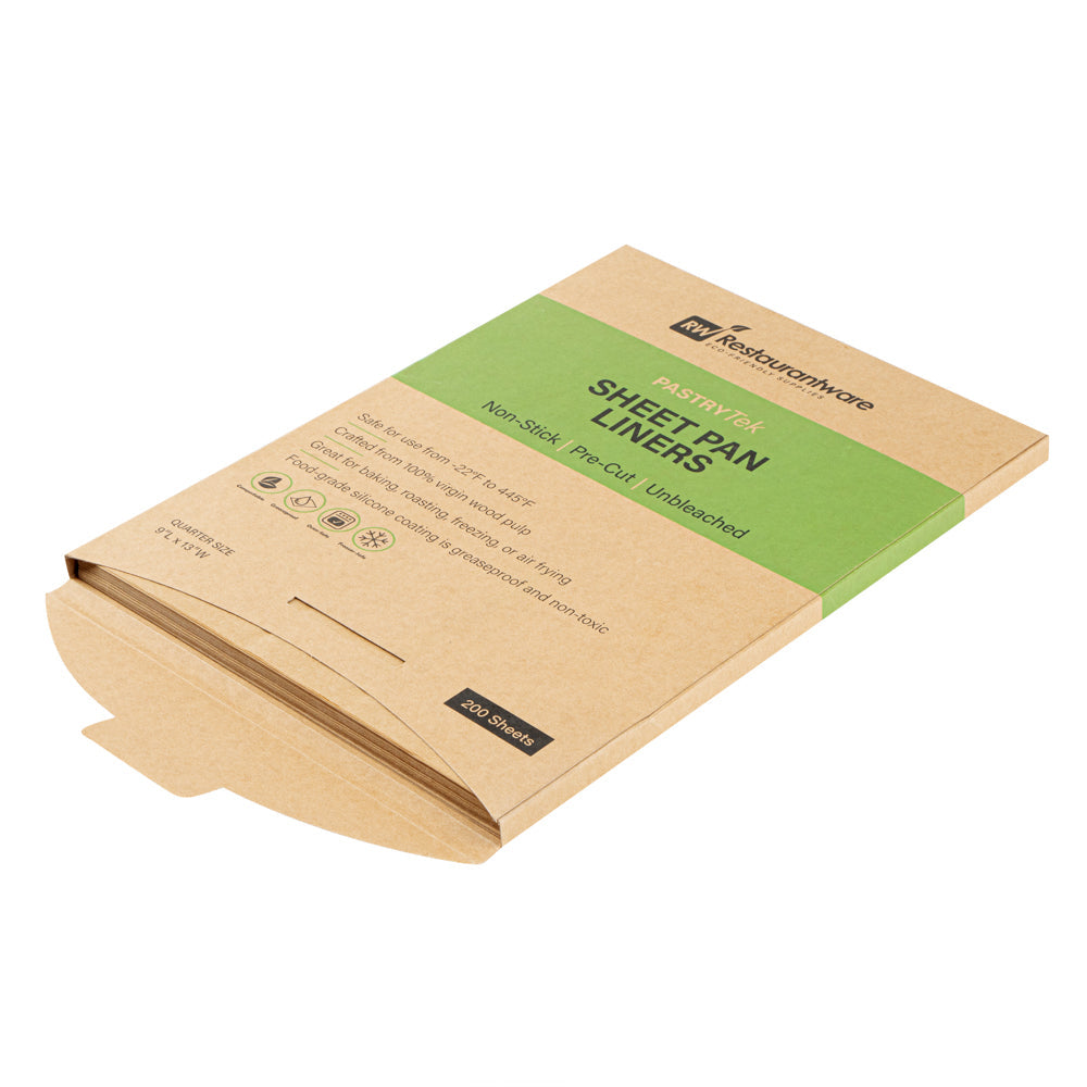 Pastry Tek Unbleached Parchment Paper Quarter Size Sheet Pan Liner - Silicone Coated - 9" x 13" - 1000 count box