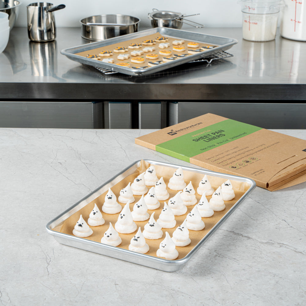 Pastry Tek Unbleached Parchment Paper Quarter Size Sheet Pan Liner - Silicone Coated - 9" x 13" - 1000 count box