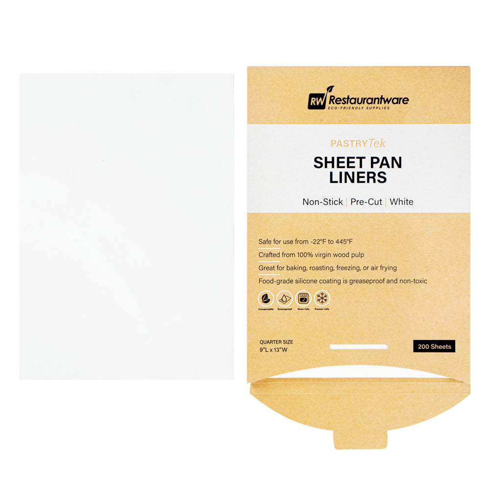 Pastry Tek White Parchment Paper Quarter Size Sheet Pan Liner - Silicone Coated - 9" x 13" - 200 count box