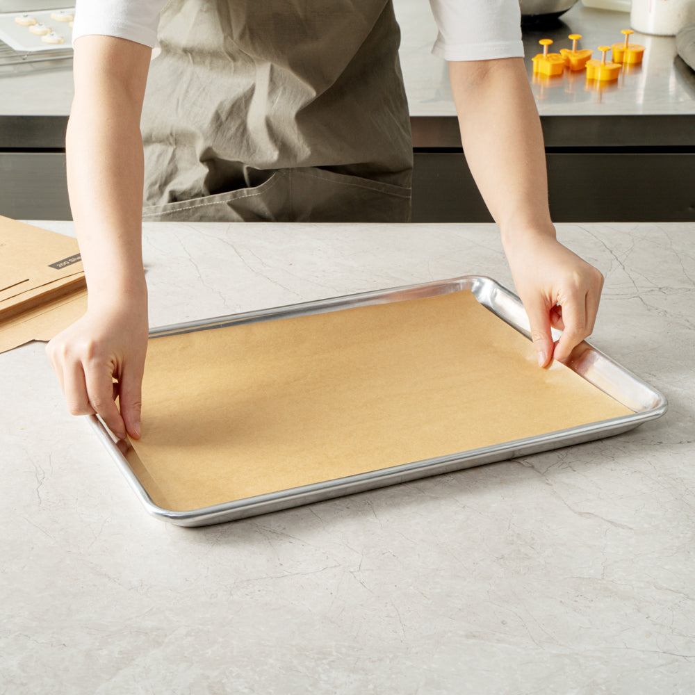 Pastry Tek Unbleached Parchment Paper Half Size Sheet Pan Liner - Silicone Coated - 12" x 16" - 1000 count box